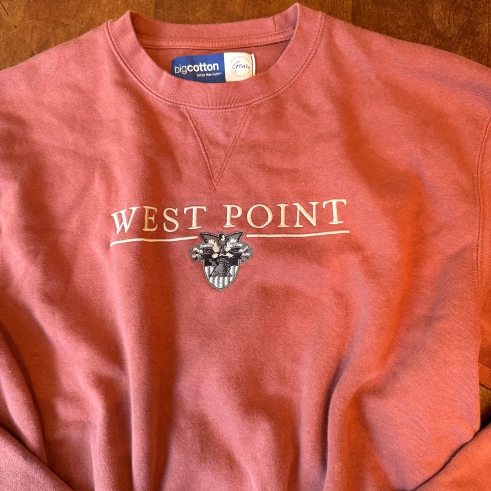 West Point Sweatshirt Women Large Coral  Collegiate Crew Neck USMA Go Army